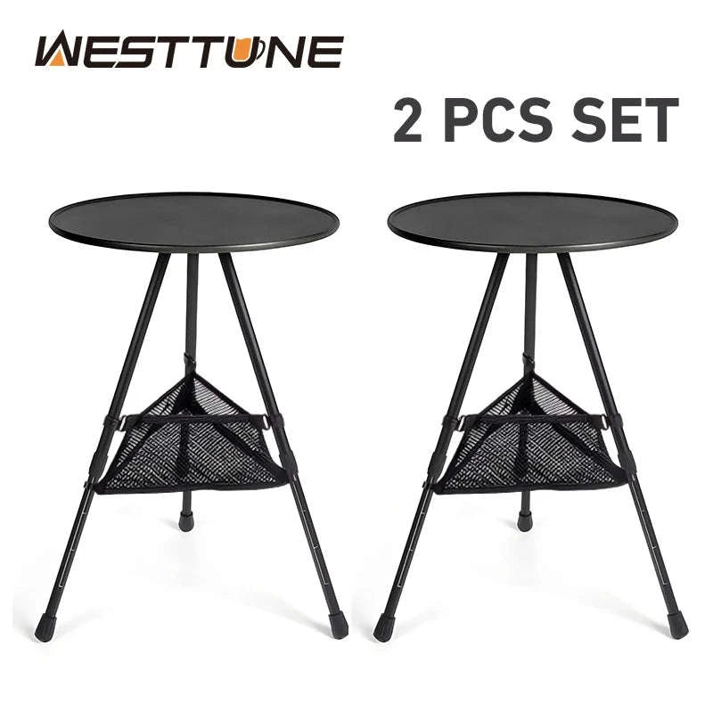 WESTTUNE Ultralight Outdoor Round Camping Table Set (2 Pcs)-2 Pcs Set / United States
