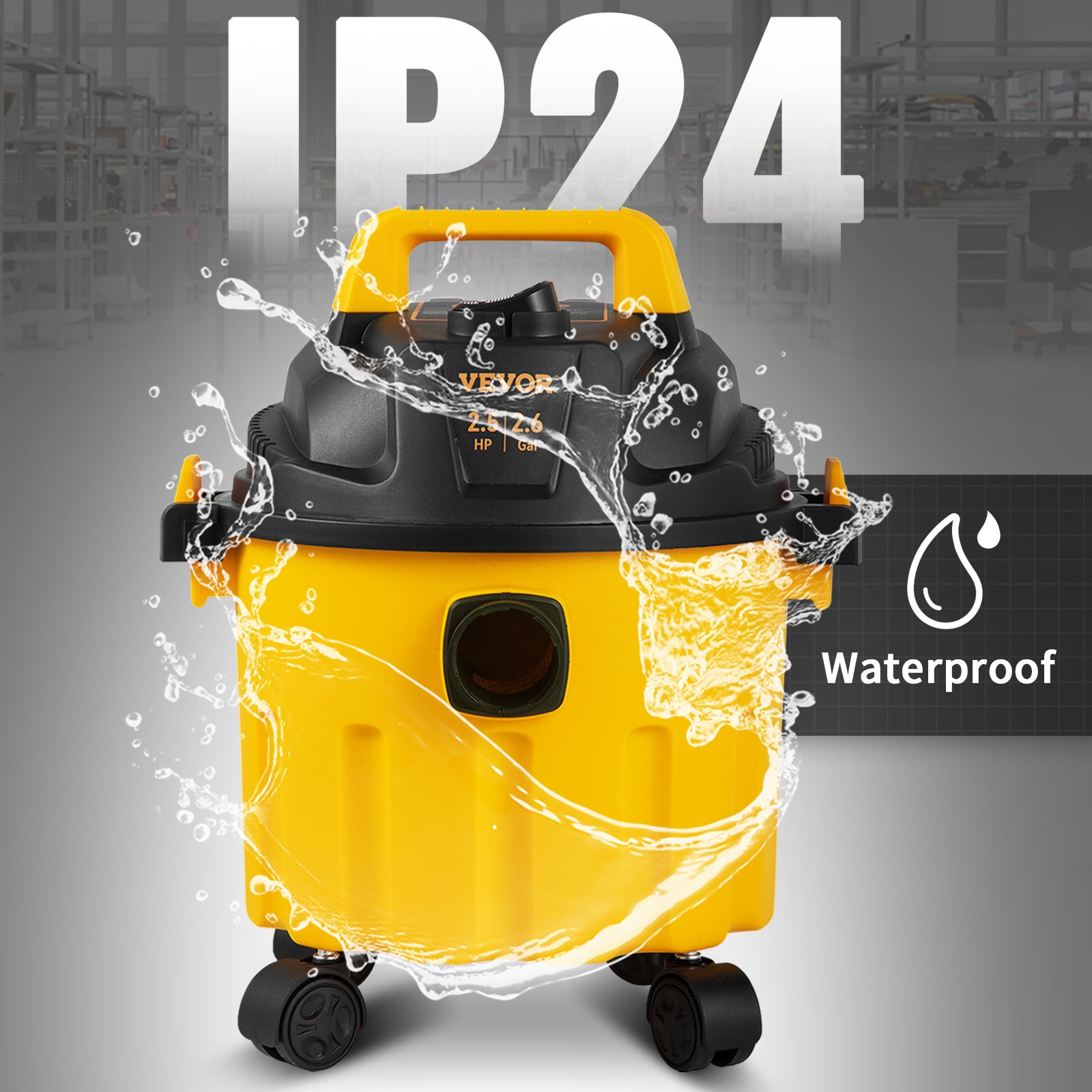 Wet Dry Shop Vacuum 2.6 Gallon 2.5HP Portable 3-in-1 Cleaner