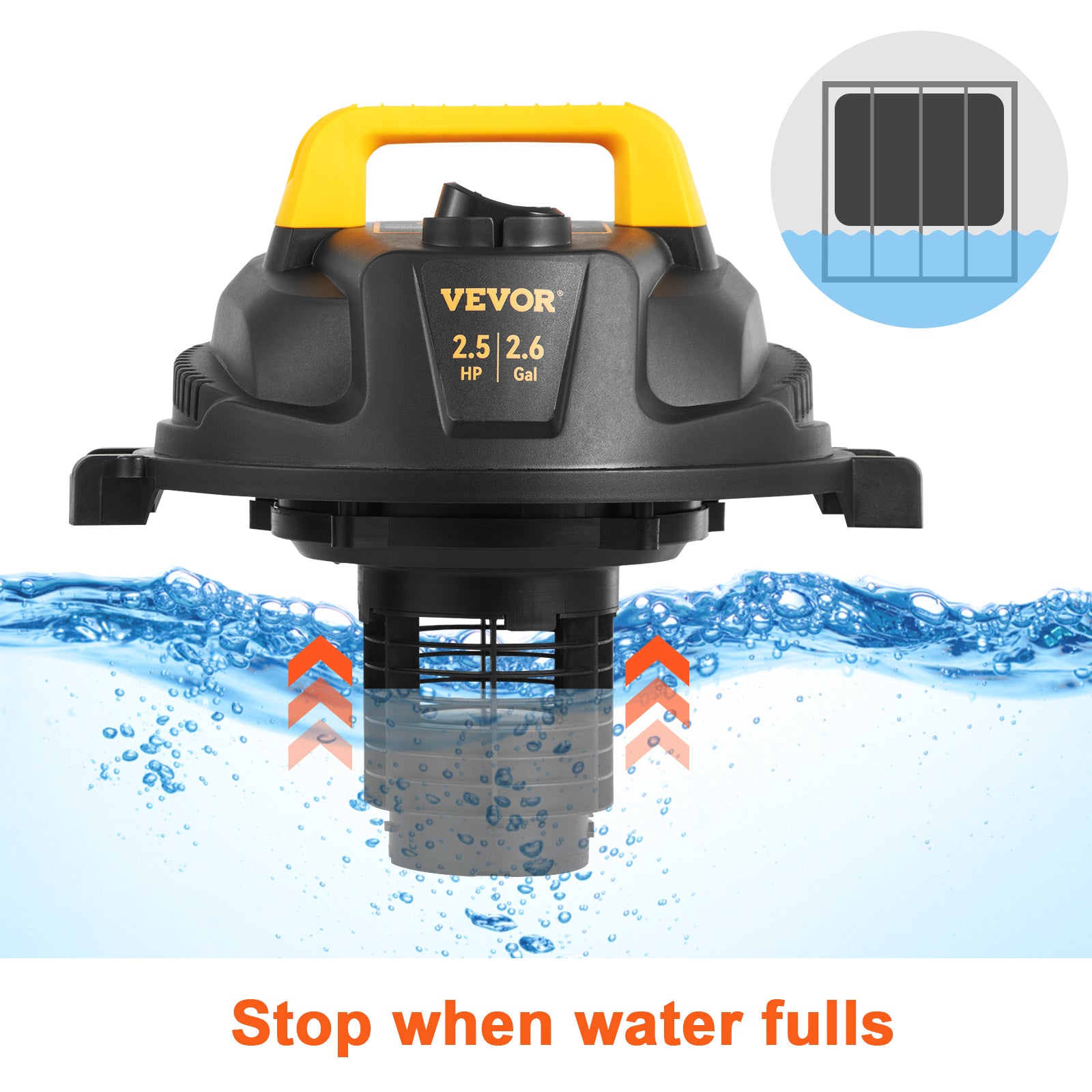 2.6 Gallon Wet Dry Shop Vacuum 2.5 HP with Blower Function