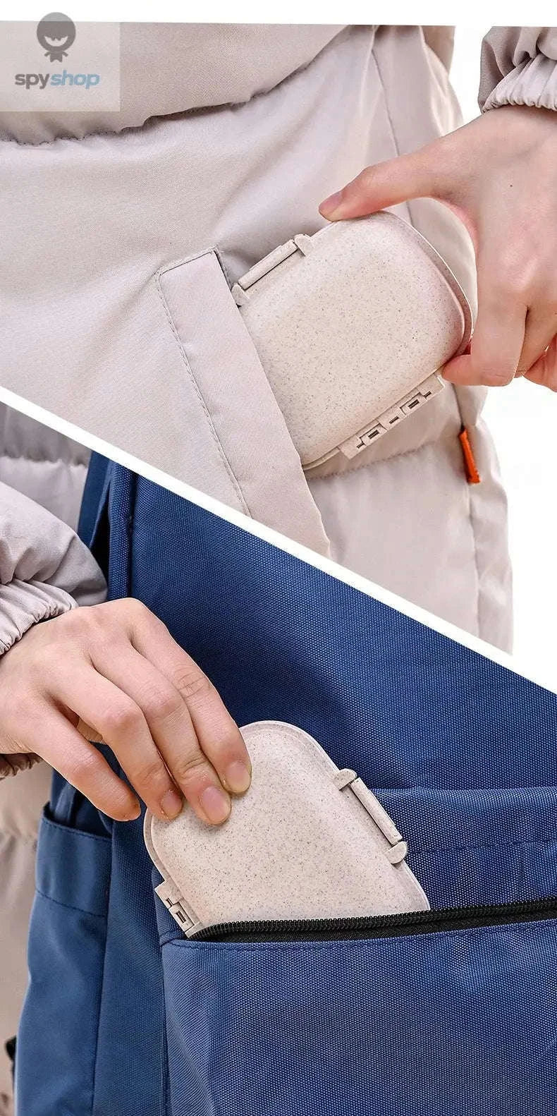 Wheat Straw Pill Organizer – Compact 8‑Grid Travel Case for Daily Medication-BLUE