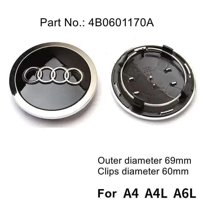 Wheel Center Cap Hub Covers 4-Piece Set Multiple Sizes-60mm Black