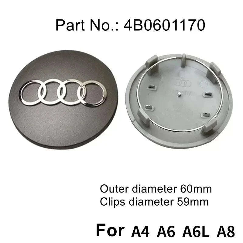 Wheel Center Cap Hub Covers 4-Piece Set Multiple Sizes-60mm Black