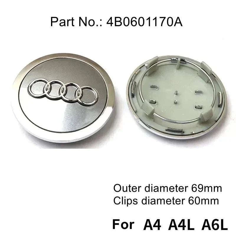 Wheel Center Cap Hub Covers 4-Piece Set Multiple Sizes-60mm Black