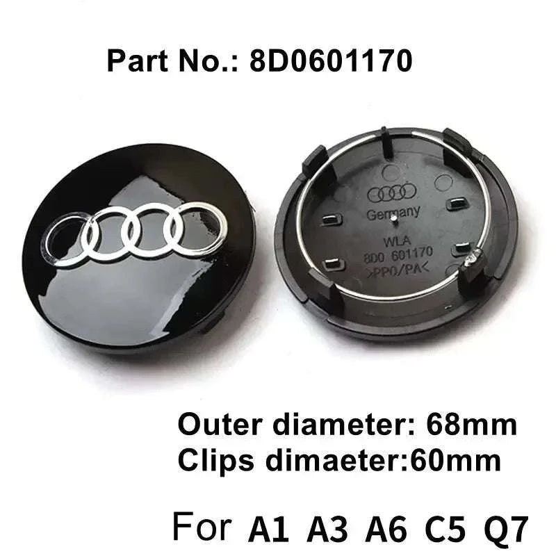 Wheel Center Cap Hub Covers 4-Piece Set Multiple Sizes-60mm Black