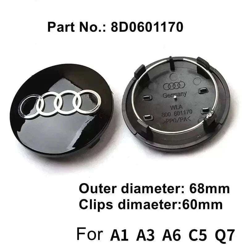Wheel Center Cap Hub Covers 4-Piece Set Multiple Sizes-60mm Black