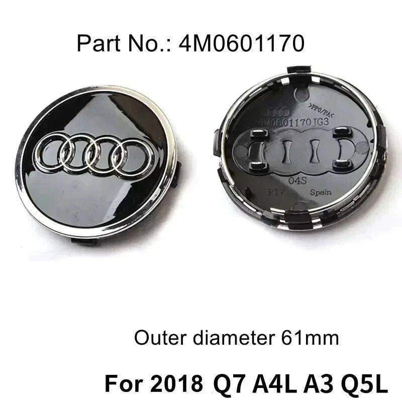 Wheel Center Cap Hub Covers 4-Piece Set Multiple Sizes-60mm Black