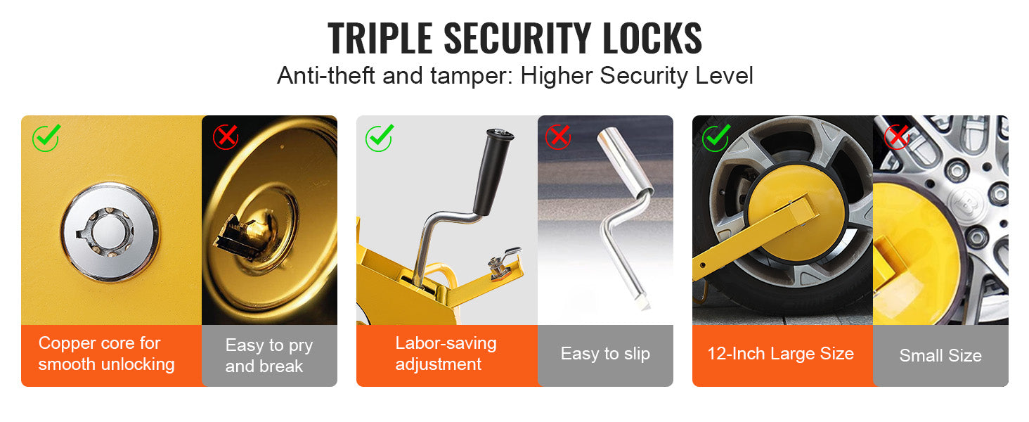 Adjustable Wheel Lock Clamp for Trailers and Cars