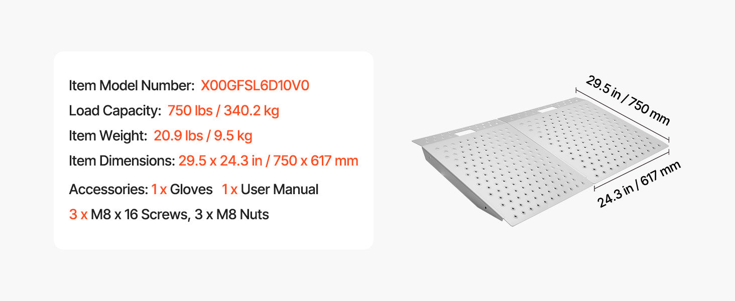 SucceBuy 29,5x24,3 in Ajtó küszöb rámpa 750 lb Nem csúszós platform alu kerekesszékkel terheléssel járó küszöbök rámpája ajtókhoz, otthoni lépcsőkhez