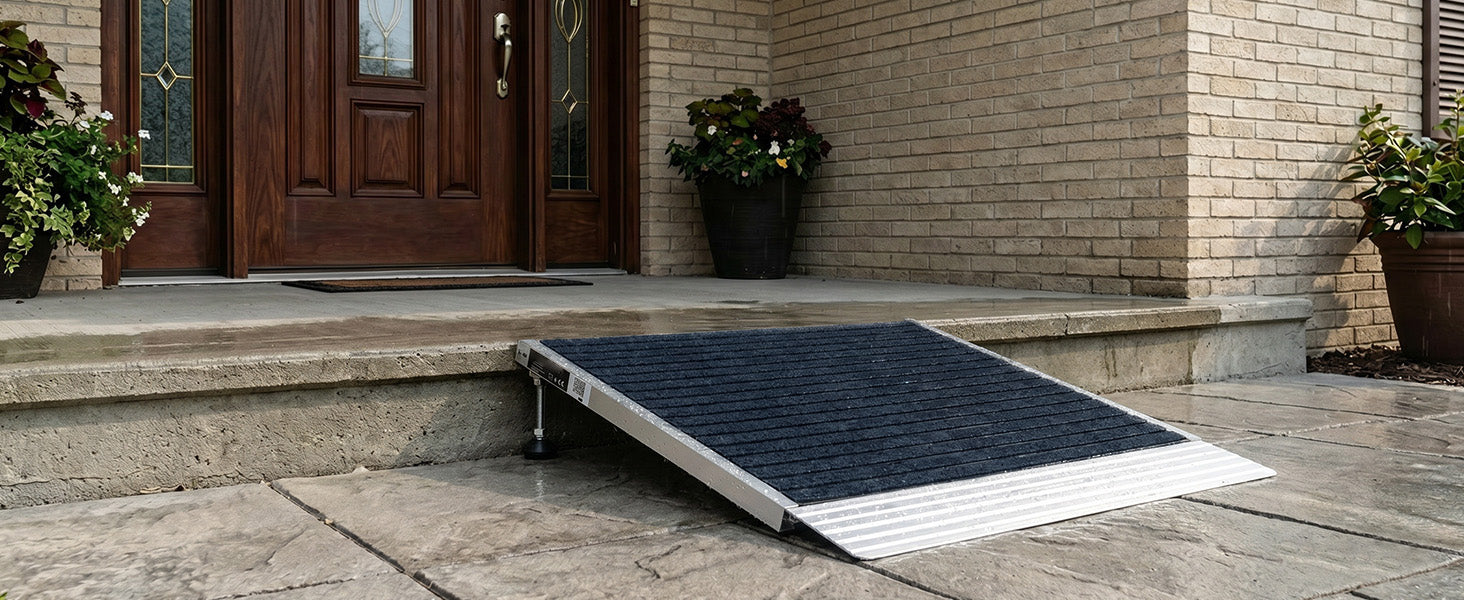 SucceBuy 24x36 Zoll / 36x36 Zoll rutschfeste Schwelle Rampen mit verstellbarer Höhe Plattform Aluminum Türschwellen Rampen für Türöffnungen