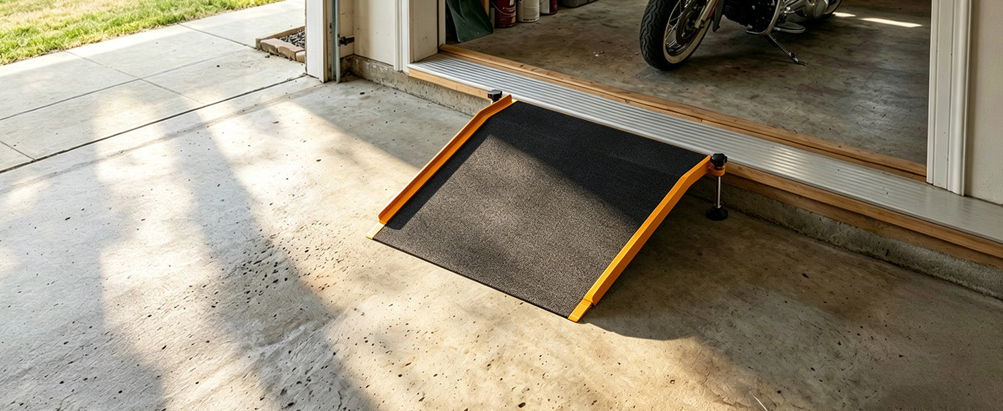 SucceBuy 26x31in Aluminum Door Threshold Ramp 400 lbs Non-Slip Wheelchair Curb Ramps with Adjustable Height for Doorways Carts