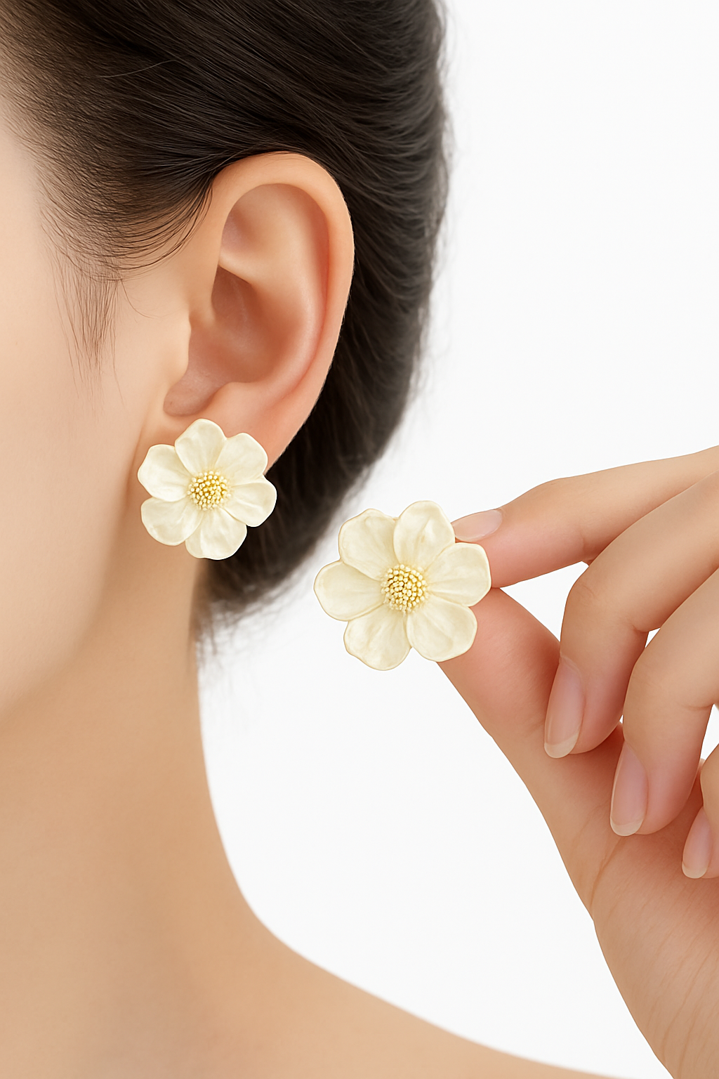 Weiße Acryl-Blumenstecker – Gefalteter Blumenstil