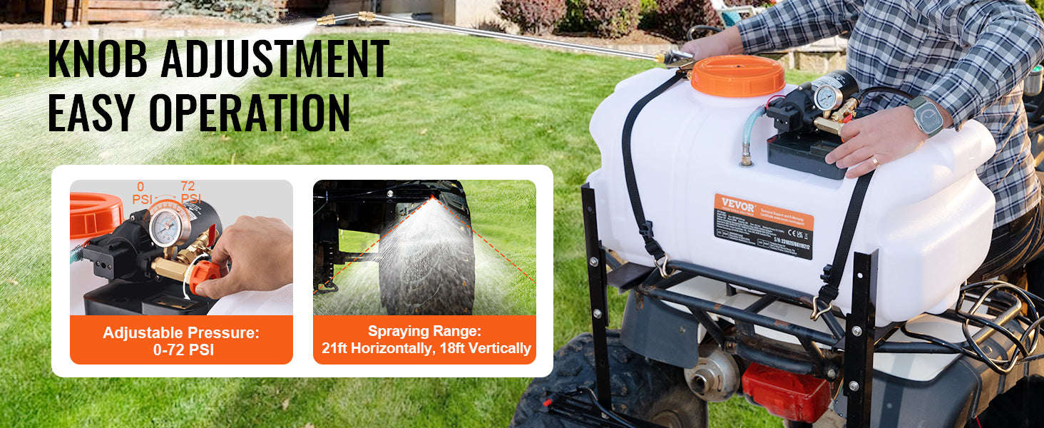 White ATV Spot Sprayer 15.9 Gal 60 L with Adjustable Boom and 12V Pump-15gal / United States
