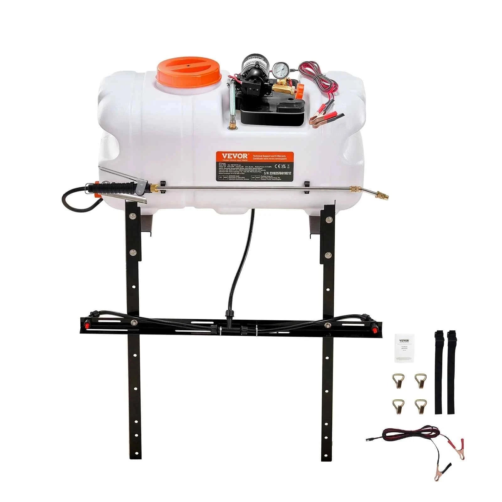 White ATV Spot Sprayer 15.9 Gal 60 L with Adjustable Boom and 12V Pump-15gal / United States
