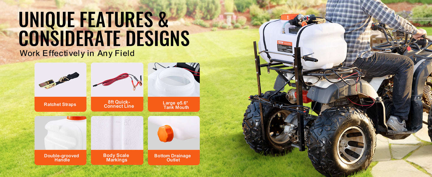 White ATV Spot Sprayer 15.9 Gal 60 L with Adjustable Boom and 12V Pump-15gal / United States