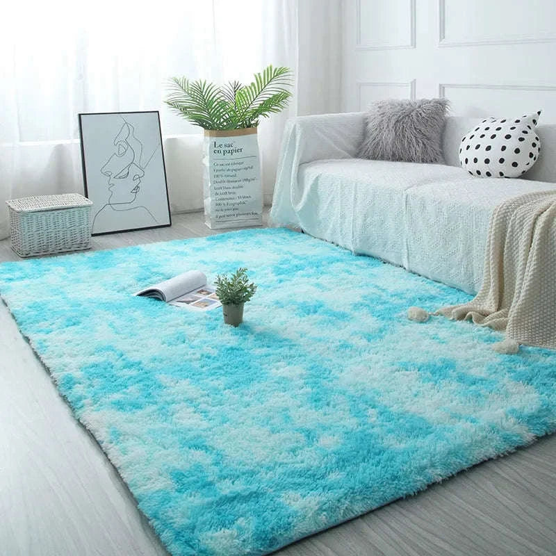 White Fluffy Pink Rug for Modern Living Rooms-Sky Blue / 80x200cm 31x78inch