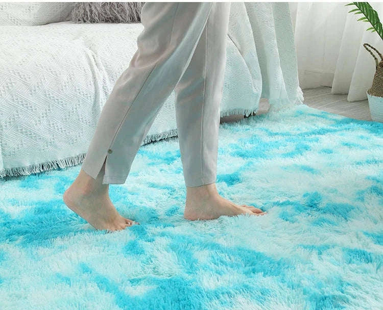 White Fluffy Pink Rug for Modern Living Rooms-Sky Blue / 80x200cm 31x78inch