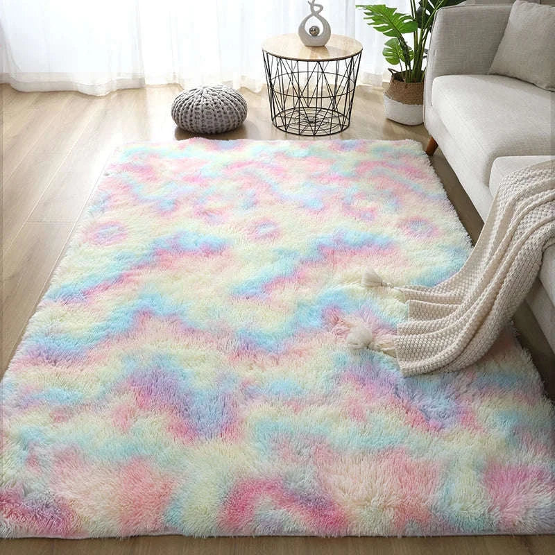 White Fluffy Pink Rug for Modern Living Rooms-Sky Blue / 80x200cm 31x78inch