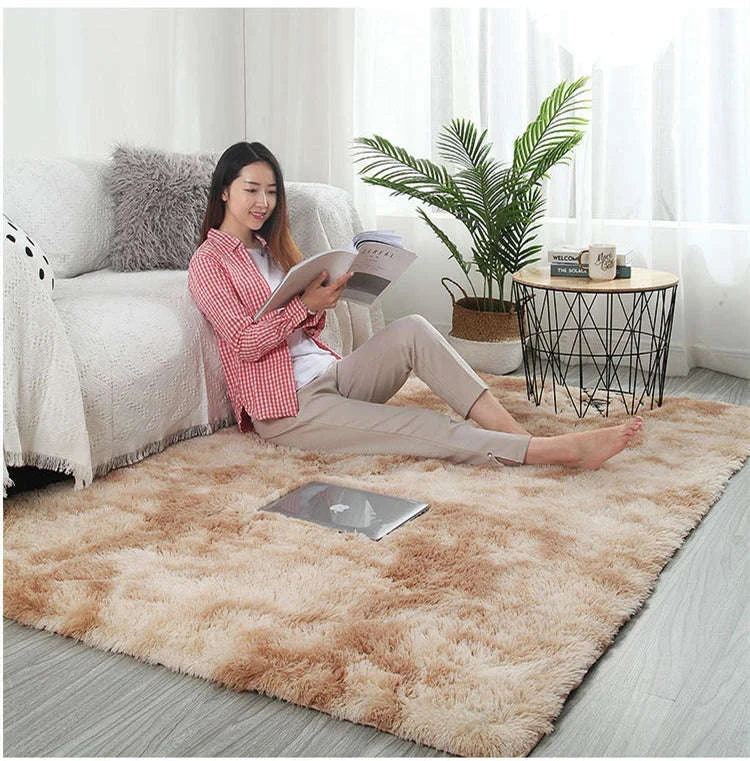 White Fluffy Pink Rug for Modern Living Rooms-Sky Blue / 80x200cm 31x78inch