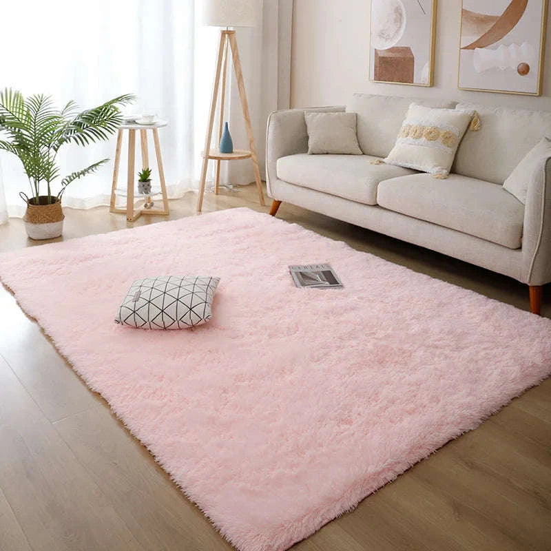 White Fluffy Pink Rug for Modern Living Rooms-Sky Blue / 80x200cm 31x78inch