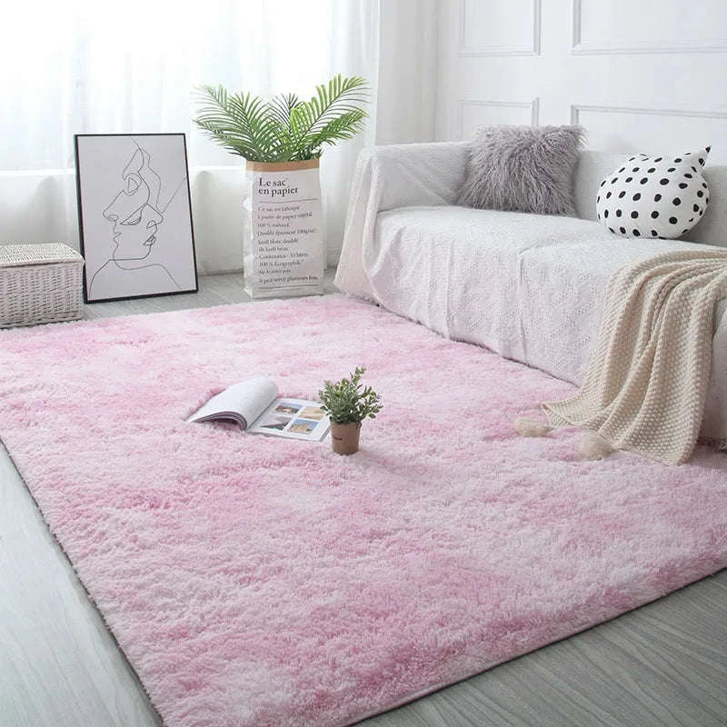 White Fluffy Pink Rug for Modern Living Rooms-Sky Blue / 80x200cm 31x78inch