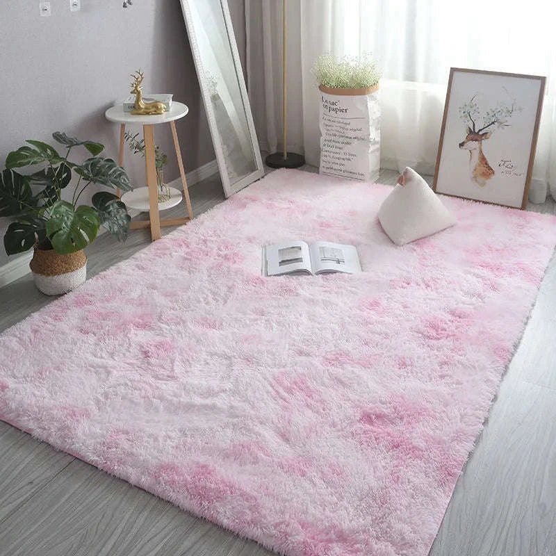 White Fluffy Pink Rug for Modern Living Rooms-Sky Blue / 80x200cm 31x78inch