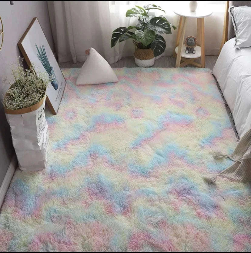 White Fluffy Pink Rug for Soft, Modern Living Room Comfort-Sky Blue / 80x200cm 31x78inch