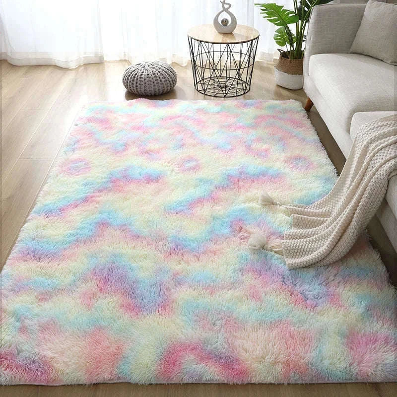 White Fluffy Pink Rug for Soft, Modern Living Room Comfort-Sky Blue / 80x200cm 31x78inch
