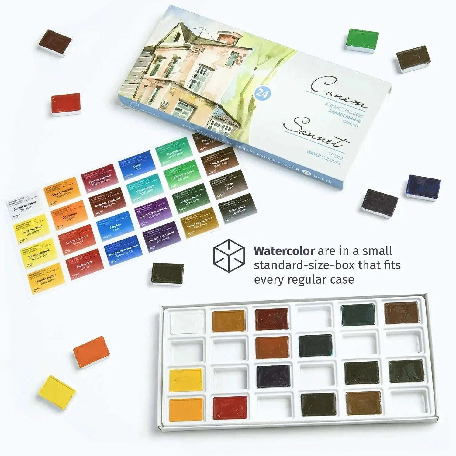 White Nights Sonnet Artists Watercolor Paint Set-16 Colors