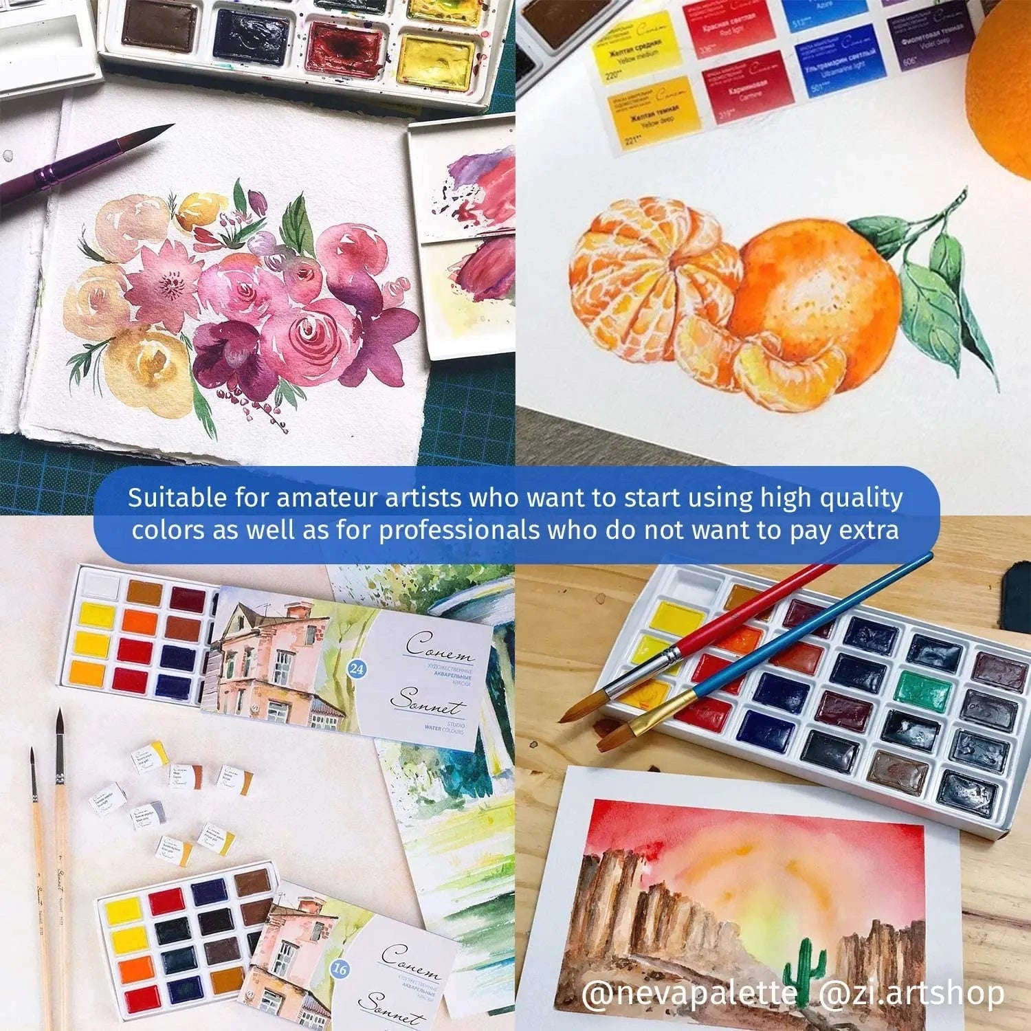White Nights Sonnet Artists Watercolor Paint Set-16 Colors