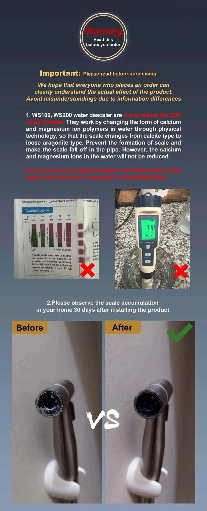 Whole House Water Descaler System Salt-Free Anti Limescale DN25-AL-WS200