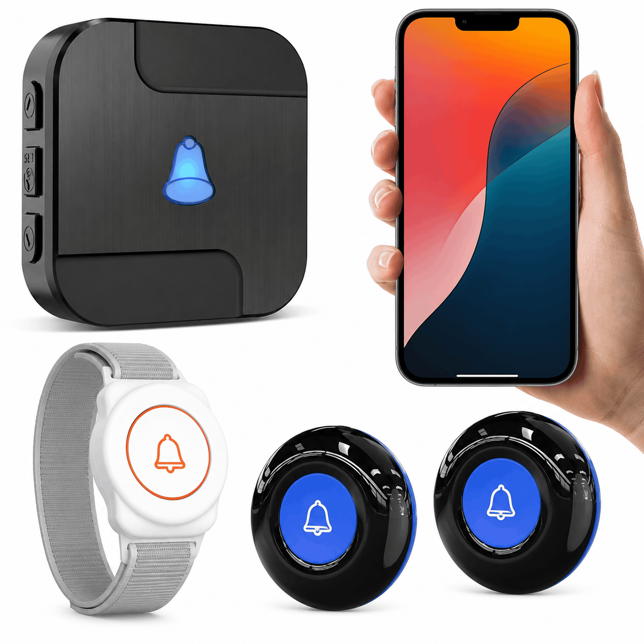 Wi-Fi Caregiver Pager Button with Two-Way Audio for Elderly-United States / black31