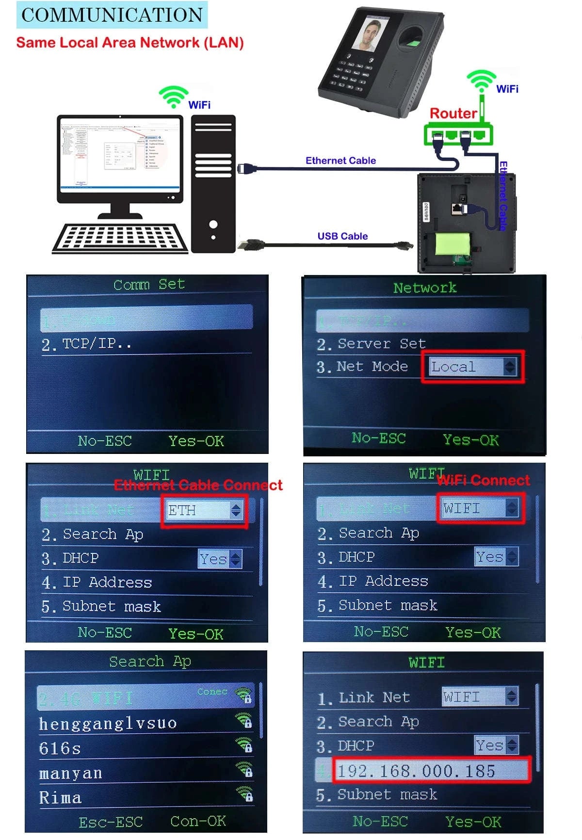 Wi‑Fi Face and Fingerprint Time Clock with Battery Backup for Easy Attendance Tracking-CF16-IC / UK Plug / Spanish