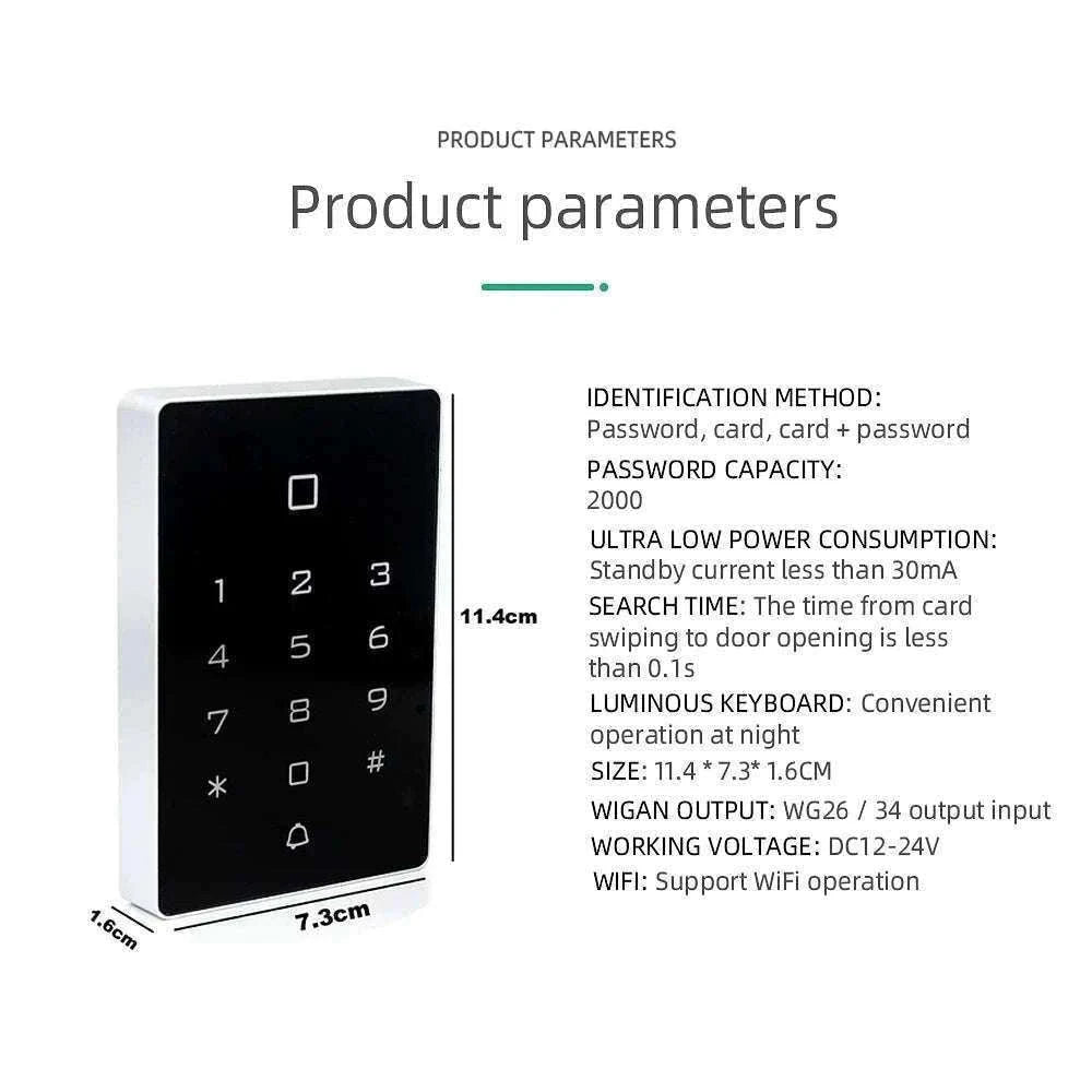Wi‑Fi RFID Access Control Keypad with Touch Reader-T12EM-WIFI and cover