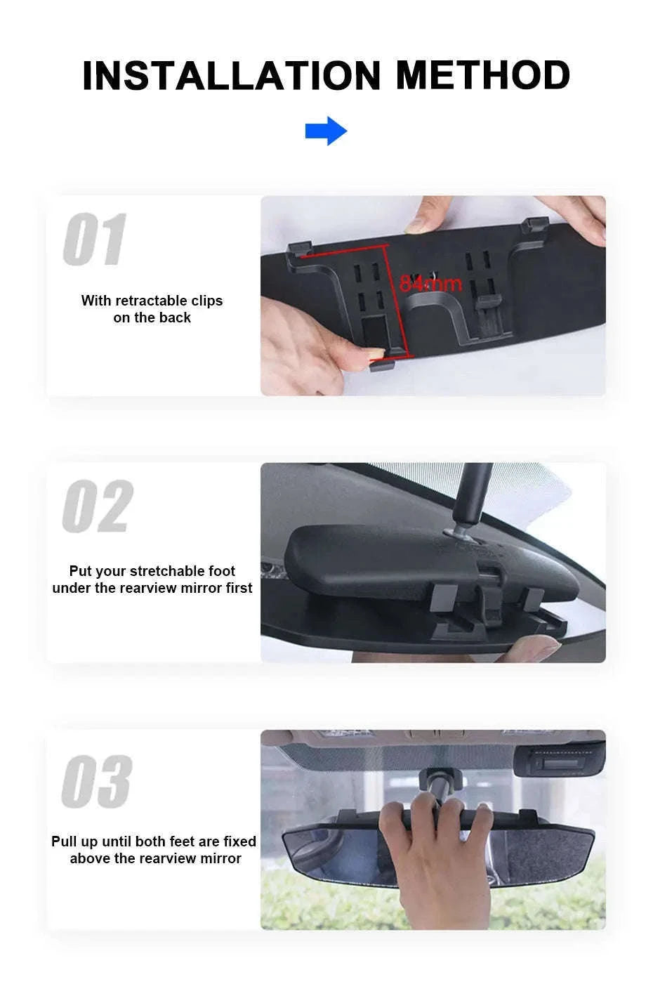 Wide Angle Car Baby Mirror for Safer Family Driving-244mmX90mm