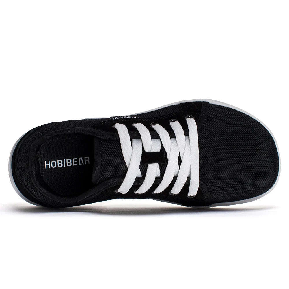 Wide Barefoot Shoes for Outdoor Running and Daily Wear-Black-White / 40