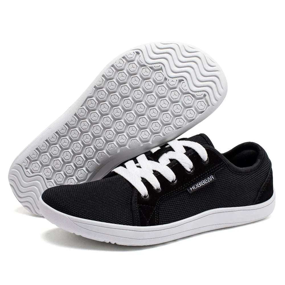 Wide Barefoot Shoes for Outdoor Running and Daily Wear-Black-White / 40