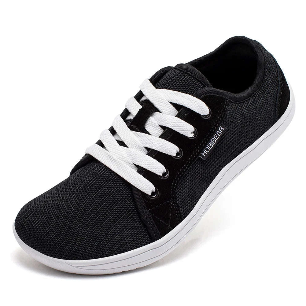 Wide Barefoot Shoes for Outdoor Running and Daily Wear-Black-White / 40