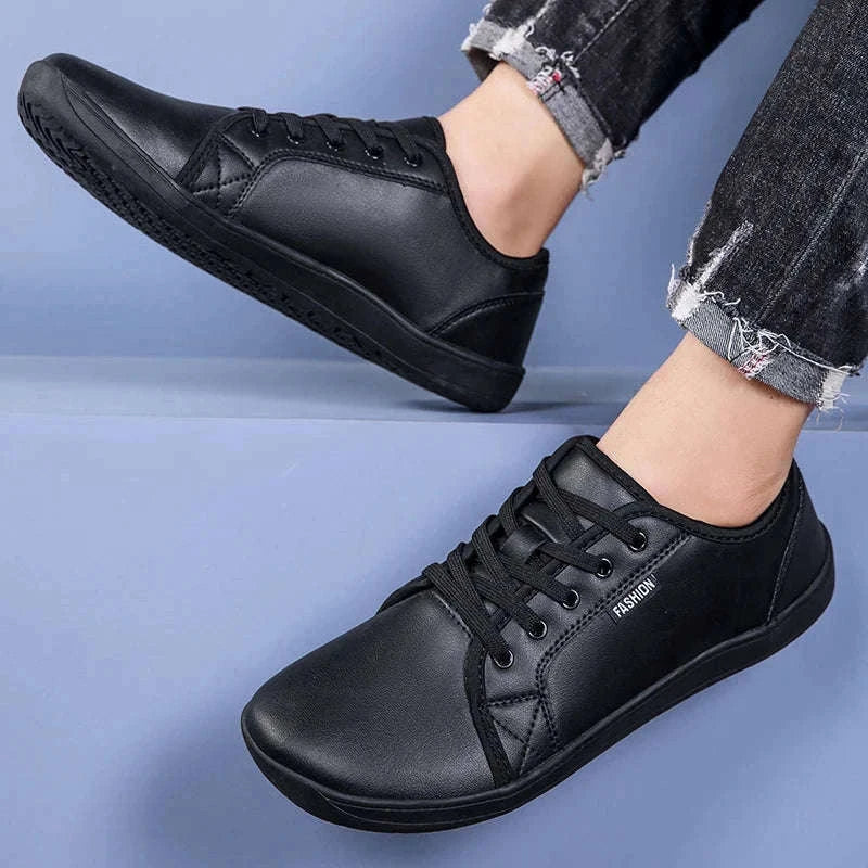 Wide Barefoot Walking Shoes Black Lightweight Soft Soled Flat Shoes-WHITE / 48