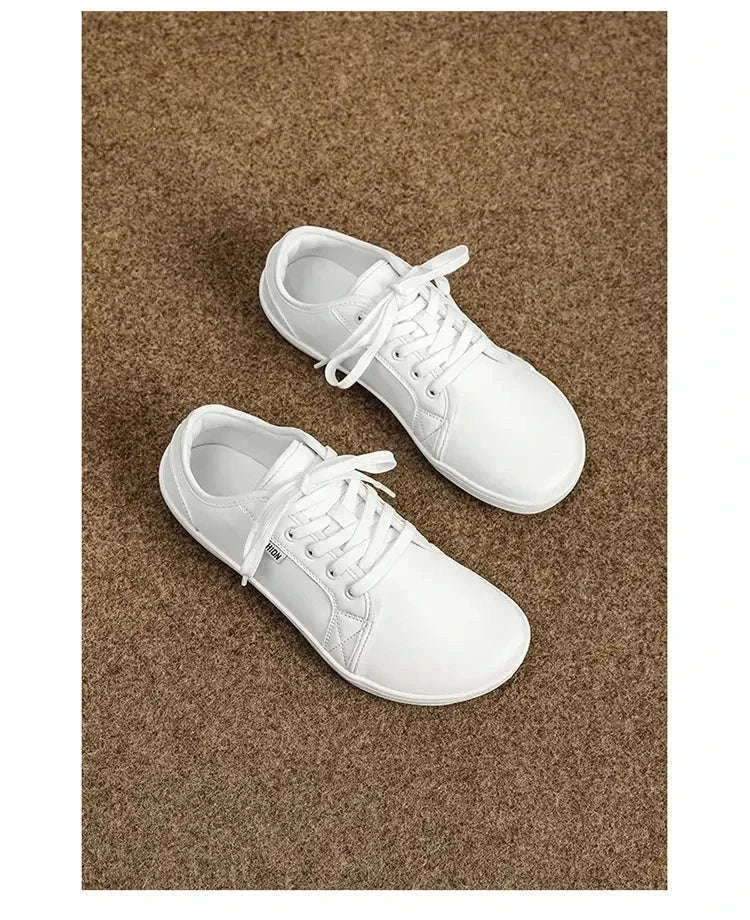 Wide Barefoot Walking Shoes Black Lightweight Soft Soled Flat Shoes-WHITE / 48
