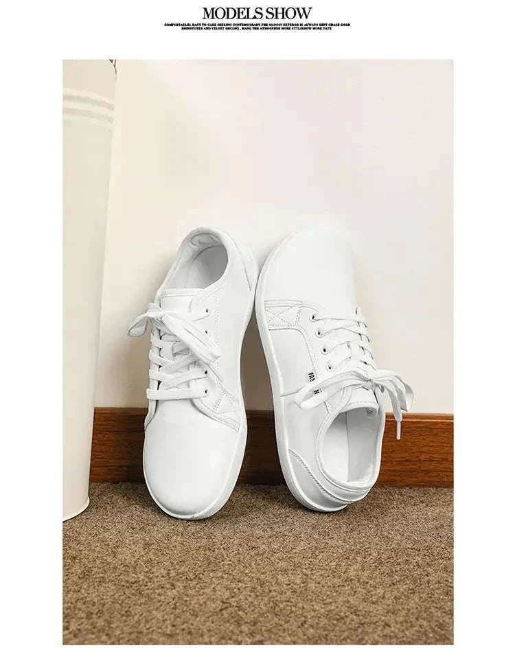 Wide Barefoot Walking Shoes Black Lightweight Soft Soled Flat Shoes-WHITE / 48