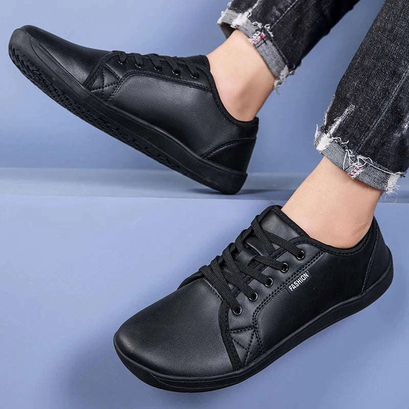 Wide Barefoot Walking Shoes Black Lightweight Soft Soled Flat Shoes-WHITE / 48