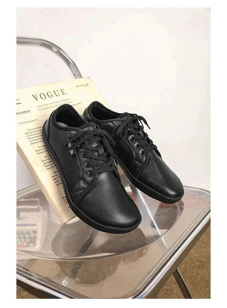 Wide Barefoot Walking Shoes Black Lightweight Soft Soled Flat Shoes-WHITE / 48