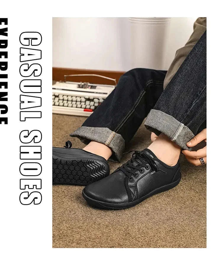 Wide Barefoot Walking Shoes Black Lightweight Soft Soled Flat Shoes-WHITE / 48