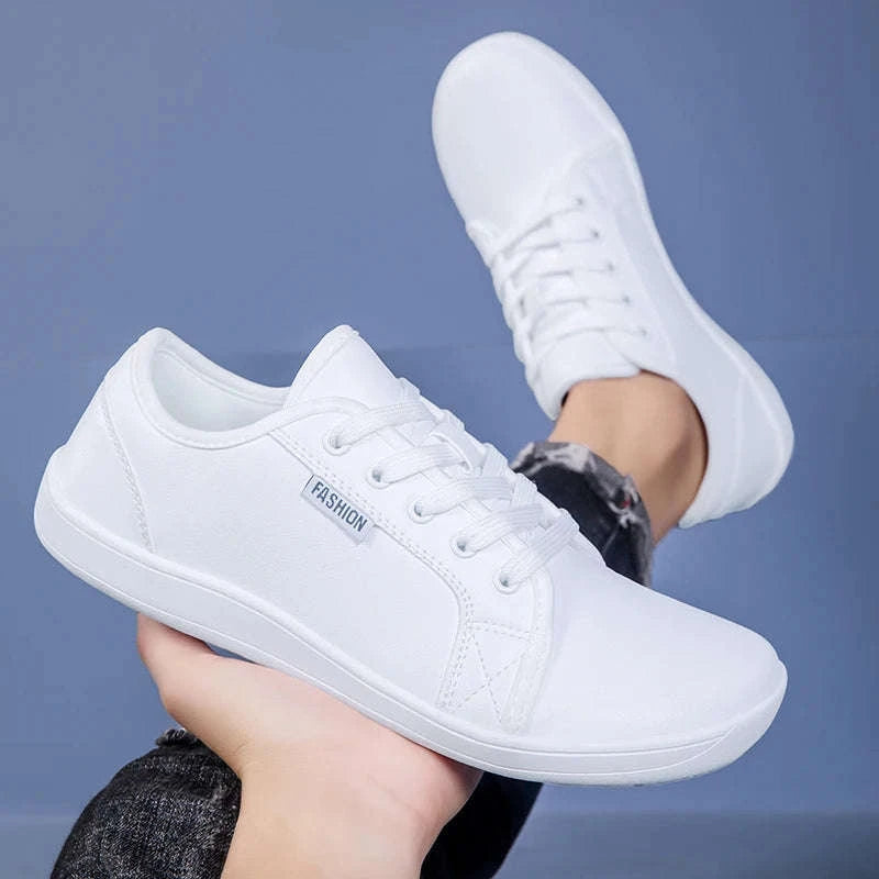 Wide Barefoot Walking Shoes Black Lightweight Soft Soled Flat Shoes-WHITE / 48