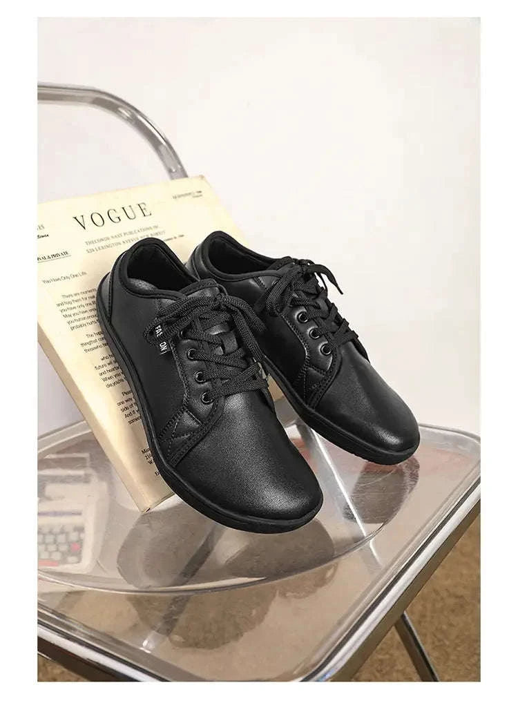 Wide Barefoot Walking Shoes Black Lightweight Soft Soled Flat Shoes-WHITE / 48