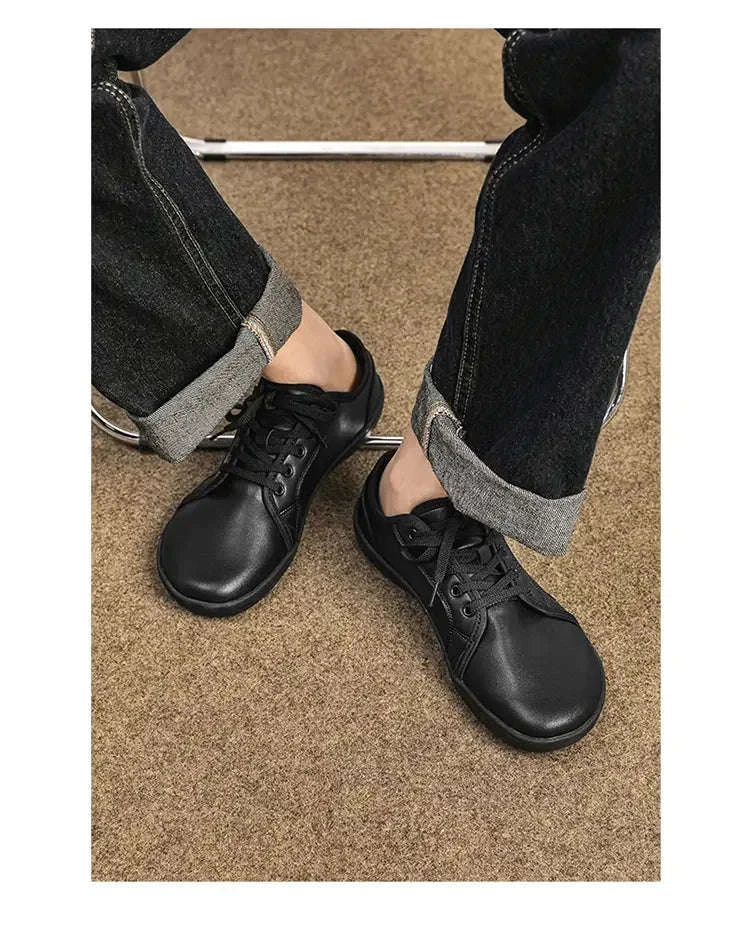 Wide Barefoot Walking Shoes Black Lightweight Soft Soled Flat Shoes-WHITE / 48