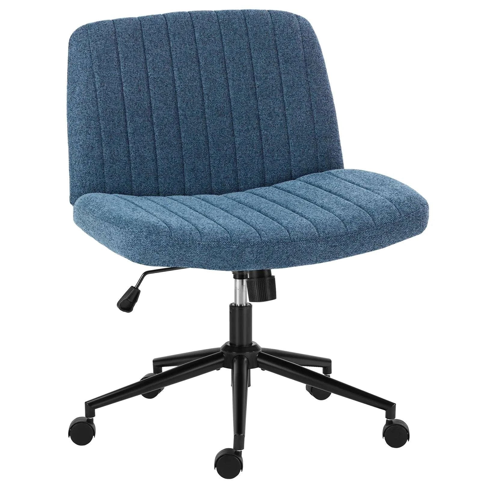 Wide Cross Legged Office Chair Armless Swivel Adjustable Desk Chair-Teddy velvet Beige / United States