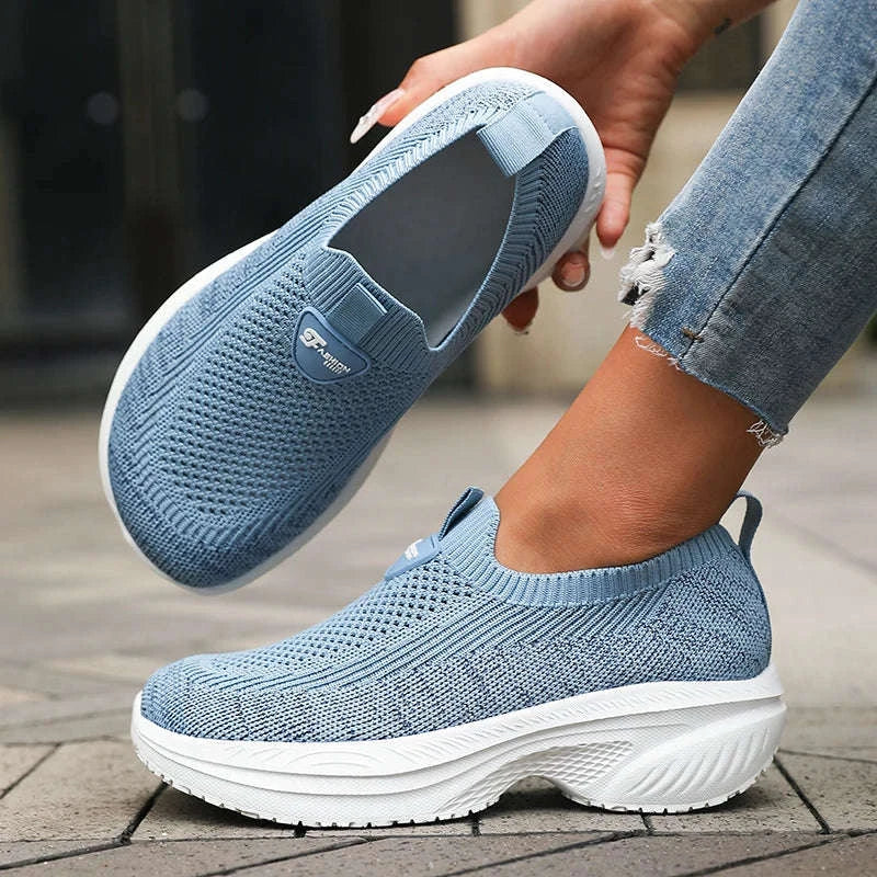 Wide-Fit Thick-Soled Casual Sports Shoes-SKY BLUE / 36
