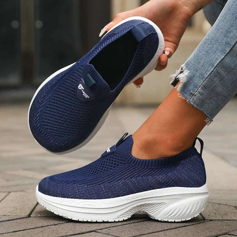 Wide-Fit Thick-Soled Casual Sports Shoes-SKY BLUE / 36
