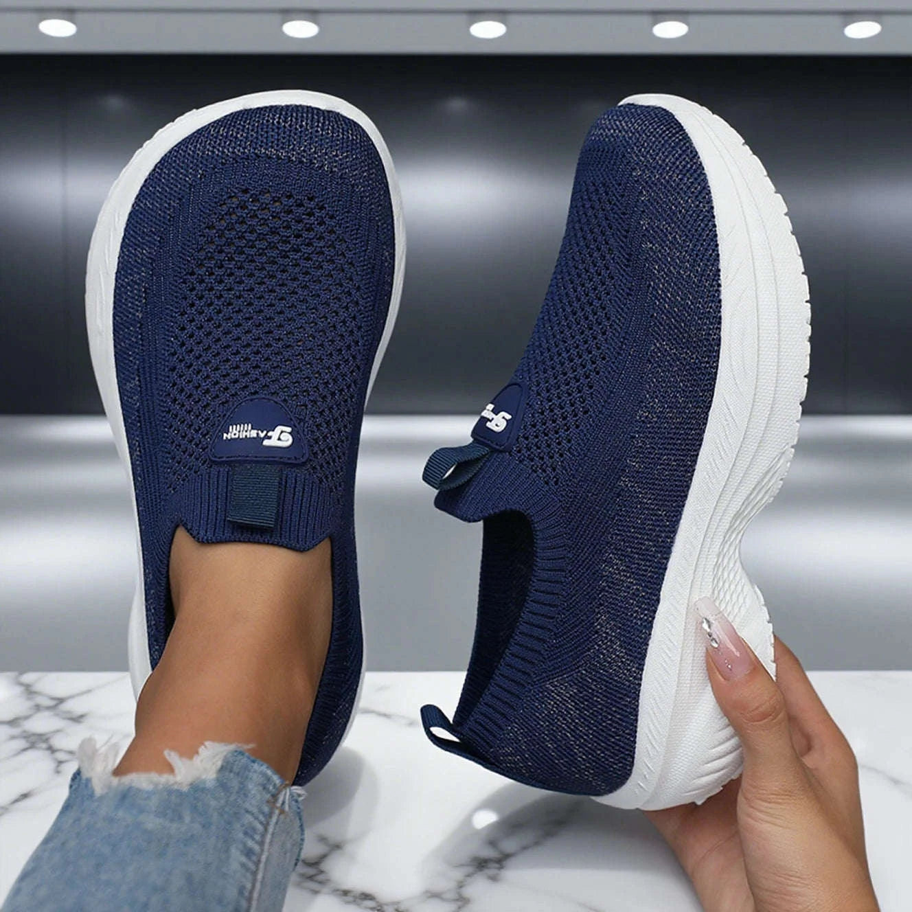 Wide-Fit Thick-Soled Casual Sports Shoes-SKY BLUE / 36
